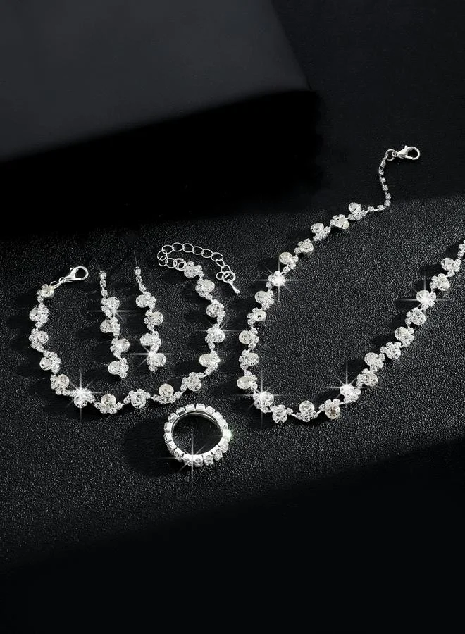 Take Two  4-Piece Embellished Necklace, Bracelet, Ring And Earrings Jewelry Set for Women | Best Price UAE